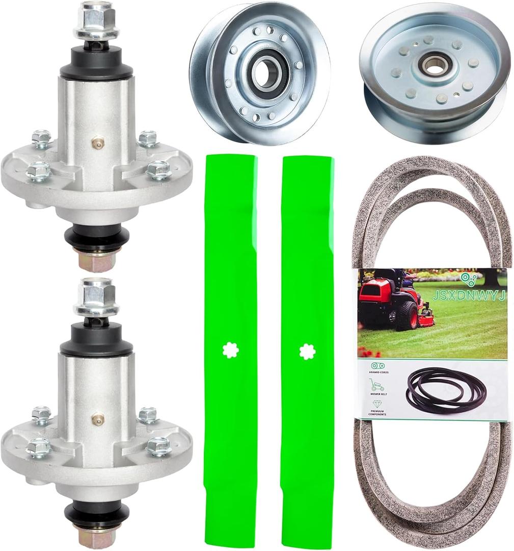 Deck Rebuild Kit for John De ere 42"102 105 115 125 135 D100 D105 D110 D120 D130 LA100 LA105, GY21098 Spindle(2pack)/GY20850 Blade(2pack)/GX20072 B elt(1pack)/GY20110 Idler(1pack)/GY20067 Idler(1pack)