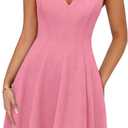 Lazysmile Summer Dresses for Women Sleeveless Halter Short Dress