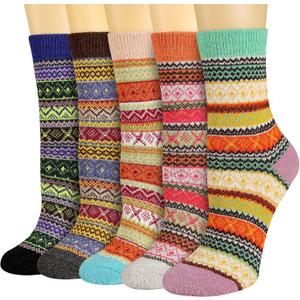 Heatuff Women's Winter Wool Socks Warm Soft Full Cushion Crew Socks (5 Pairs)