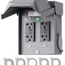 DEWENWILS Outdoor Electrical Outlet Box, Dual 20 AMP WRTR GFCI Receptacles with Rainproof 3R Enclosure, Waterproof GFCI Outlet Box with Cover for Garden, Outdoor Lights, ETL Listed