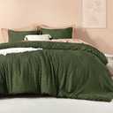 Litanika Super King Comforter Olive Green, 3 Pieces Tufted Boho Farmhouse Bedding Comforter Set, Lightweight Fluffy All Season Comforter Set (120x120In Comforter & 2 Pillowcases)