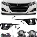 Fog Lights Accessory LED Lamps W/Bezel Cover Fit For 2021 2022 Honda Accord LH+RH,OE Style Clear Lens Built-in LED Fog Lamps Assembly,Harness Wires & Switch