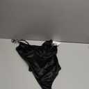 Velius Women's Sexy Metallic Shiny Bodysuit Tank Tops for Night Club Going Out (Black, XL)