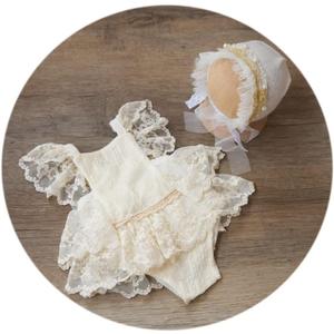Zeroest Baby Photography Lace Outfits & Props | Newborn Girl Photo Shoot Set with Romper, Headbands | Infant Photoshoot