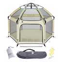 POP 'N GO PLAYPEN - Indoor & Outdoor Baby Playpen for Babies and Toddlers - Baby Beach Tent, Foldable, Portable W/Canopy, Travel Bag, & Mosquito Net - Pop Up Pack and Play Tent (Warm Ivory)