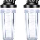 iCucina - 28 Oz Blender Cup Replacement with To-Go Lids, Cups for Protein Shakes, BPA Free Smoothie Cups (Pack of 2)