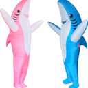 Adults Inflatable Halloween Costumes Blow Up Shark Costume for Halloween, Birthday Gift Cos Play Party (2 Packs/Blue+pink)