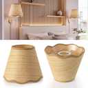 Teenyyou Small Lamp Shades Set of 2, Boho Wicker Lampshades for Table, 3.9 "top x 7.1"bottle x 5.9" High Suitable for E26/E27, Faux Rattan Woven Replacement Lampshades for Floor, Bedside, Wall