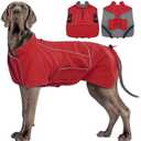 MIGOHI Dog Winter Jacket,Dog Coat Waterproof,4XL Winter Snow Coat with Fleece Lining for Large Dogs Boys Girls,Snowproof Pet Jacket,Great Dane,Mastiff,Red