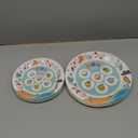 The Dreidel Company Passover Disposable Seder Plate Set - Ten Plagues Design - 9" and 7" Plates, Cups, Napkins and Place Cards, 120 Piece Set, Serves 24 People