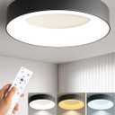 LED Flush Mount Ceiling Light with Remote Control, 48W 3000K-6500K Dimmable Ceiling Light Fixture, Modern Led Ceiling Lights for Bedroom Kitchen Laundry Room, 15.8 Inch Black