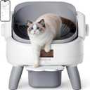 Thereye Automatic Litter Box with Entry Step, Open-Top Self Cleaning Litter Box for Multiple Cats, 11 Safety Protections & App Control, Odor Control Smart Cat Litter Box with Trash Bags/Litter Mat