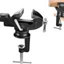 Bench Vise 2.5 inch Table Clamp On Vise,360 Swivel Base Heavy Duty Home Vice Bench Vise For Workbench Clamp Vise for Woodworking,Metalworking, Cutting Conduit, Drilling, Sawing