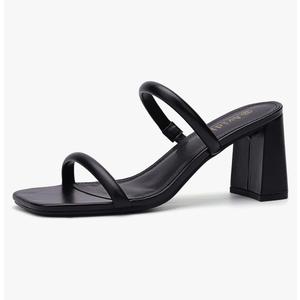 Women's Square Open Toe Heeled Sandals Two Strap Mules Slip On Block Chunky Mid Heels Sandals 50+ bought in past month Size 9