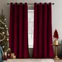 SMILETIME Burgundy 90in Long Velvet Curtains with Grommet, Thermal Insulated Super Soft Privacy Noise Reducing Light Filtering Velvet Curtains for Living Room, 2 Panels, Each 52 x 90inches Long