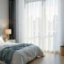 Ombre Sheer Curtains for Living Room Bedroom, Grommet Top Gradient Semi Sheer Light Filtering Home Decor Window Drapes, Set of 2 Panels, Black, 52x84 Inch