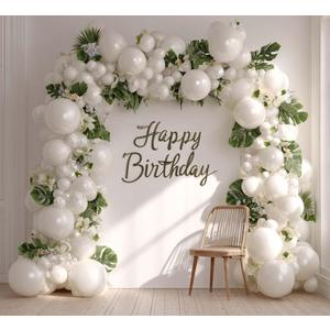 White Balloons Double Stuffed Balloons Arch Kit 18/12/5in Different Sizes Pastel White Balloon Garland For Engagement Wedding Bridal Shower Baby Shower Birthday Party Decorations