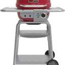 Charbroil 3-in-1 Dual Fuel Outdoor Bistro Pro Electric Grill & Griddle + Charcoal Mode BBQ, Red - 25302146