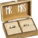 Cypress Home Wedding Decor and Then Two Become One Mr. and Mrs. Wooden Ring Holder Decorative Box - 5W x 6D x 2H Elegant Wedding Proposal Rustic Gift Box