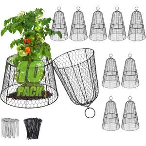 Alphatool Cloche Plant Protectors from Animals - 17.3" Hx11.8 D Chicken Wire Plant Covers with Removable Flip-Top Design, Rustproof Metal Garden Cloches Keep Rabbits, Squirrels, Birds Out - 10 Pack