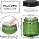 KEYWING 4oz Small Glass Jars with Black Lids, 24 Pack Green Cosmetic Containers Round Glass Jar with Inner Liners for Lotions, Cream, Powders and Ointments