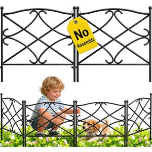 AMAGABELI GARDEN & HOME 5 Panels 32in(H)10ft(L) Decorative Garden Fences and Borders for Dogs Rustproof Metal No Dig Fence Panels Garden Edging Border for Animal Barrier Flower Beds Yard Patio