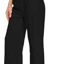 FUNYYZO Wide Leg Pants Women's High Elastic Waisted in The Back Business Work Trousers Long Straight Suit Pants Size Medium