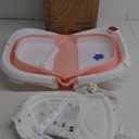 Collapsible Baby Bathtub,Baby Bath Tub with Soft Cushion & Thermometer,Baby Bathtub Newborn to Toddler 0-36 Months,Portable Travel Baby Tub (Pink)