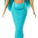 Barbie Mermaid Doll with Two-Tone Blue & Yellow Fantasy Hair & Headband Accessory, Toy with Shell Bodice & Turquoise Tail