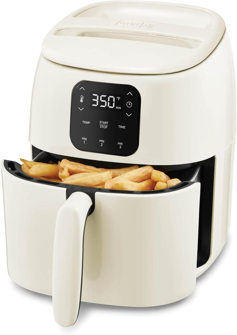 DASH Tasti-Crisp Ceramic Air Fryer Oven, 2.6 Qt., Cream  Compact Air Fryer for Healthier Food in Minutes, Ceramic Nonstick Surface, Ideal for Small Spaces - Auto Shut Off, Digital, 1000-Watt