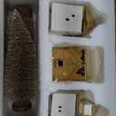 DN DECONATION Christmas Decor Village Houses, 6 Pcs Light Up White Ceramic Houses and Frosted Trees, Tabletop Christmas Town Set with Lights for Winter Decor Holiday Decorations Gifts