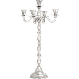 Deco 79 Aluminum Metal Candelabra, 10" x 10" x 23", Silver