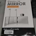 HIEEY 3 Way Mirror for Hair Cutting,360 Trifold Mirror with Height Adjustable Telescoping Hooks,and 5X Magnification,for Makeup, Hair Styling (Black)