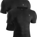 Runhit Men's Compression Shirts Short Sleeve Athletic T Shirt Cool Dry Workout Tops Sports Base Layer Undershirt (XX-Large, Black+Black)