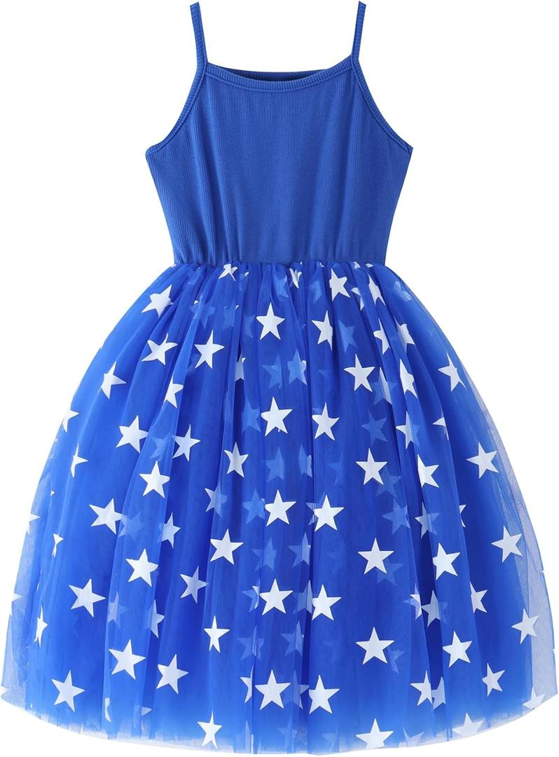 Baby Girls Tutu Dress Long Sleeve Toddler Sleeveless Dresses Infant Tulle Sundress (4T, Blue Stars)