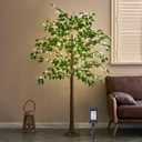 Hairui Artificial Ficus Silk Tree Lights 6FT 264 LED Fairy Lights, Faux Plant Tree with Lights for Home Room Spring Summer Christmas Decoration Indoor
