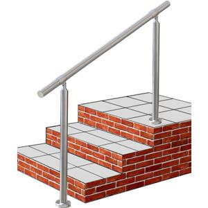 Outdoor 4 Step Handrail, DIY 304 Stainless Steel Transitional Hand Rails with Installation Kit,Silver Porch Stair Railing for Concrete Brick or Wooden Steps, 54x36