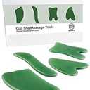  MoHern Gua Sha Massage Tools, 4 Pcs Gua Sha Tools of Multi-Shapes, Guasha Scraping Massage Tools for Face and Body (Dark Green)