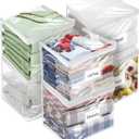 Kikerike Plastic Storage Bags with Easy-Glide Zipper, Pack of 6, Durable Clear Vinyl Zippered Storage Bags for Clothes Sweaters Comforters Blankets Sheets Bedding (12 x 12 x 12 Inch, White)