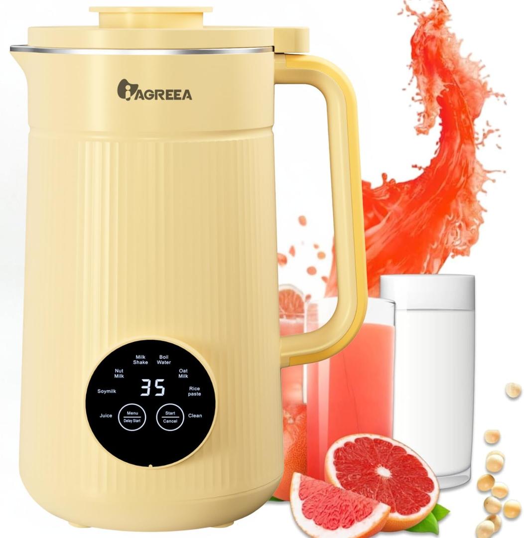 8 in1 Automatic Nut Milk Maker Machine, 35oz Almond Milk Maker Machine for Homemade Milkshake, Almond, Plant-Based, BPA Free Electric Blender for Baby Food With Delay start/Self Clean, juicer (Yellow)