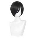 Short Black Wig for Women Men, Straight Synthetic Hair, Anime Party Halloween Costume Wigs