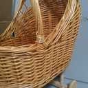 Woven Rattan Stroller Shaped Flower Basket, Vintage Wicker Baby Carriage Planter for Floral Arrangements, Baby Shower Wedding Party Decor, Photography Props, Floral Rustic Home Decor (Large Style B)