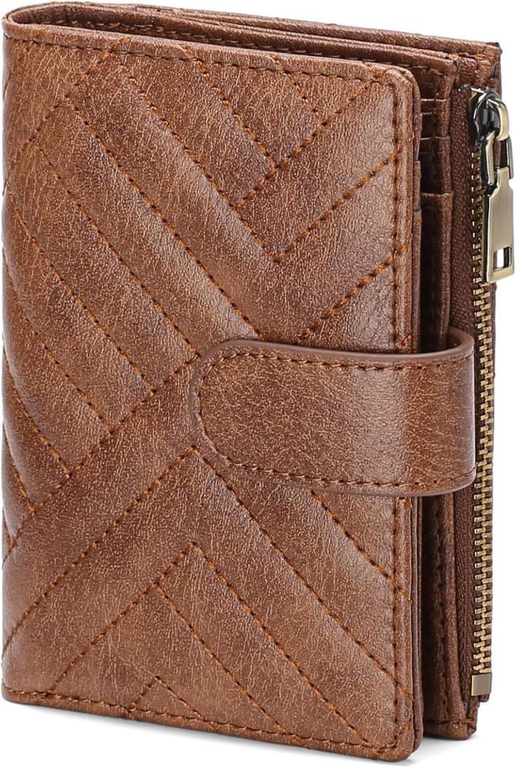 GAEKEAO Small Wallet Women Vegan Leather RFID Blocking Bifold Ladies Compact Card Holder with Zipper Pocket & ID Window