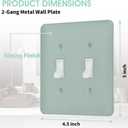 Light Switch Cover Metal Wall Plate Ash Gray,Glossy Finish,Unbreakable Zinc Alloy,2-Gang 5''x4.5'' (Gray, Double Toggle)
