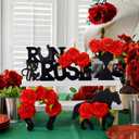 Amyhill 4 Pcs Derby Horse Table Centerpieces with Roses Wooden Horsing Racing Figurines Derby Table Decoration Horse Racing Signs Tiered Tray Decor for Horsing Party Supplies Gift Desk Party