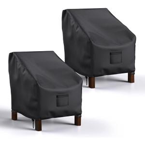 Patio Chair Covers Waterproof, Mrrihand Lounge Deep Seat Cover, Heavy Duty Outdoor Lawn Patio Furniture Covers (31" W x 38" D x 30" H - 2 Pack) (Black)