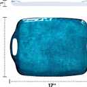 TP Serving Trays with Handles, 17 x 12 Inch Melamine Serving Platters for Food, Meat, Set of 2 Rectangular Trays for Eating, Retro Teal