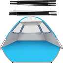 Gorich Beach Tent for 6 People + Beach Tent Poles for Replacement (6 People, Silver)