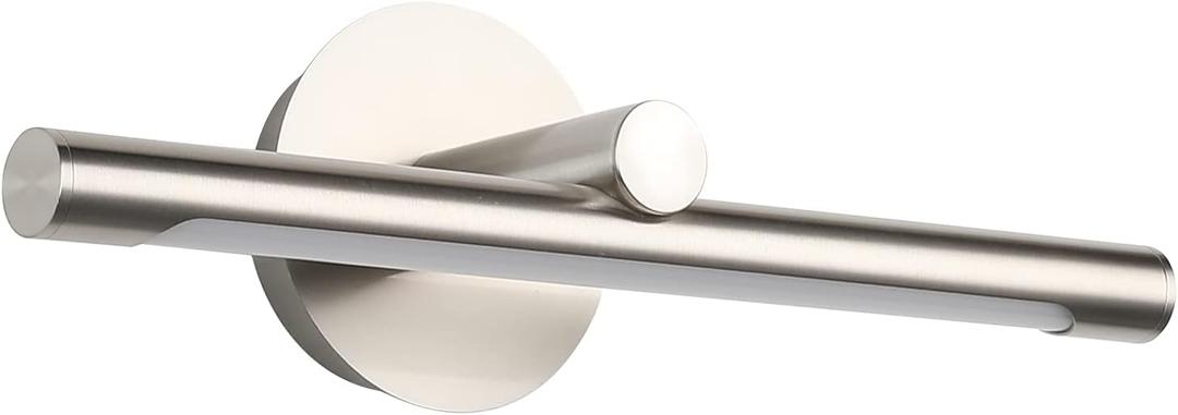 JUSHENG Modern Bathroom Vanity Light Fixtures Brushed Nickel Indoor LED Wall Sconce Lamps Over Mirror Lighting 16.54" Inch Cool White 6000K 7W 110V AC (16.54" Inch 6000K, Hard-wired Nickel)