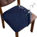Waterproof Seat Cover for Dining Room Chair Seat Covers Washable Kitchen Chair Seat Slipcovers Protector (Navy Blue, 6 PCS)